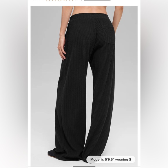 ALO Yoga Black Ribbed Muse Wide Leg Pant - Picture 3 of 6